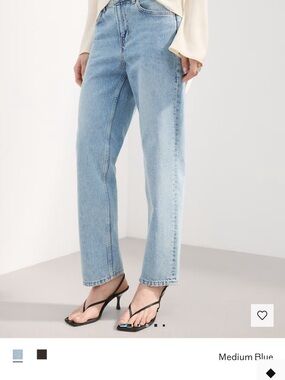 Mango Light Blue Mid Rise Straight Leg Jeans